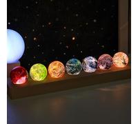 LED Illuminated Crystal Healing Spheres with Wooden Base for Home Decor and Night Light