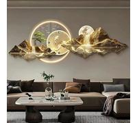 LED Illuminated Metal Wall Art with Integrated Clock, Traditional Chinese Landscape Design for Living Room and Bedroom Decor
