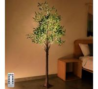 LED Illuminated Olive Tree 180cm 300 LED Warm White,USB LED Light Tree with Leaves and Remote Control,8 Light Modes,LED Artificial Green Plant with Lights for Christmas Wedding Holiday Party