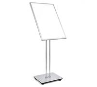 LED Illuminated Poster Frame Stand, Adjustable Floor Standing Sign Display, Rechargeable Menu Board, Silver Frame 50x70cm
