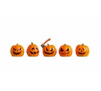 LED Illuminated Pumpkins, 5 Pieces in 1:87 H0 for Halloween