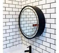 LED Illuminated Round Bathroom Mirror Cabinet - 50/60/70 cm Diameter Modern Storage Solution Stylish Washbasin WallMounted WC Cabinet with Mirror Ideal for Contemporary Bathrooms
