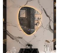 LED Illuminated Vanity Mirror Waterproof 600x800mm Irregular Design Backlit Wall Mounted Makeup Mirror Upside Down Warm Color Perfect for Bathrooms & Dressing Rooms