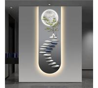 LED Illuminated Wall Art for Living Room and Entrance, Zen Landscape Decorative Painting with Background Lighting