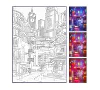 LED Illuminated Wall Decoration - Cityscape Painting with Dimmer Function, Luminous Wall Art for Home Interior | Decorative City Canvas for Holiday , Room Decorations, House Warming, New Year, O