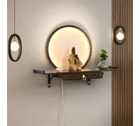 LED Illuminated Wall Mounted Meditation Altar with Retractable Bamboo Design for Incense Offerings in Living Room