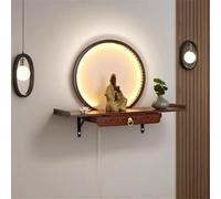 LED Illuminated Wall Mounted Meditation Altar with Retractable Bamboo Design for Incense Offerings in Living Room