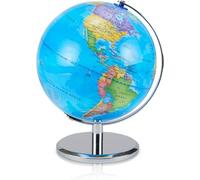LED Illuminated World Globe with Chrome Rotating Stand - 3-in-1 Educational Tool for Kids & Adults, Interactive Learning Globe with Constellation Map, Lighted Display, Large