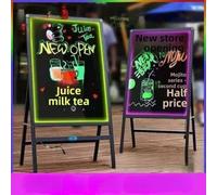 LED Illuminated Writing Board, Erasable Fluorescent Board with Stand, Glowing Message Board for Shop, Night Market, Storefront, Includes 10 Neon Markers & Remote Control (black,40x60)