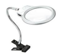 LED Illuminating Magnifier Adjustable Magnifying Lamp Clip on with Metal Hose (No Battery)