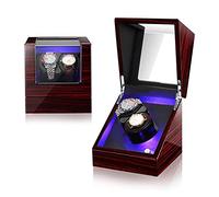 LED Illumination Automatic Watch Winder 2 Watches Piano Paint Watch Box 5 Rotation Mode Silent Motor (A)