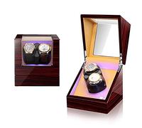 LED Illumination Automatic Watch Winder 2 Watches Piano Paint Watch Box 5 Rotation Mode Silent Motor (A)