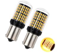 LED Indicator Bulbs, 2Pcs PY21W 1156 BAU15S Amber Yellow Turn Signal Lights, Canbus Error Free 2800LM Super Bright 12V 24V 21W 144SMD Front Rear Indicator General Car Bulbs for Most Vehicles