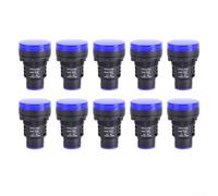 LED Indicator Light AD16-30DS AC220V Weather-Resistant 30MM Snap-Fit Design 10-Pack Multicolor Reliable Long Lifespan Easy Mount For Electrical Cabinets Distribution Boards Industrial Panels(Blue)