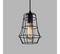 LED Indoor E27 Modern Cage Pendant Light Iron Retro Loft Pendant Lamp Metal Hanging Restaurant Lamp Living Room (Color : B) (D)