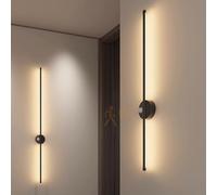 LED Indoor Long Wall Lights with 120° Motion Detector Wall Sconce Acrylic Aluminium Modern Wall Lighting Black/d Minimalist Decorative for Living Room Bedroom Hallway