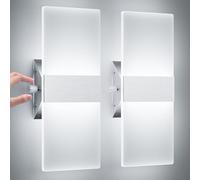 LED Indoor Wall Light 12 W Equipped with a Rotary Switch to Adjust the Brightness 10% -100%, Suitable for Bedroom, Living Room, Balcony, Conservatory, Office, Hotel and Corridor, Cool White 6000K, 2