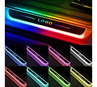 LED Induction Light Door Sills, Personalized pattern/Text 7 Colors Car Interior Lights, Wiring Free Waterproof Welcome Light Door Gifts for All Car Models