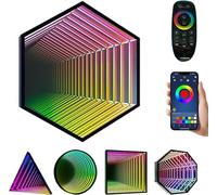 LED Infinity Mirror Light, 3D Tunnel Lamp with APP Remote Control, Multicolor Wall Hanging Light for Home Party and Bar Decor