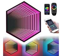 LED Infinity Mirror Light Wall Art 3D Mirror Light Rgb Changing Tunnel Lamp with Music Sync & Remote, Visual Illusion Light for Room Aesthetic or Gift B-70cm/27.6"