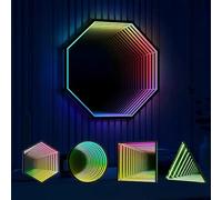 LED Infinity Mirror Light Wall Art 3D Mirror Light Rgb Changing Tunnel Lamp with Music Sync & Remote, Visual Illusion Light for Room Aesthetic or Gift A-30cm/11.8"