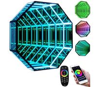 LED Infinity Mirror Tunnel Lamp - 3D Mirror Light with Remote, Multi Color Changing RGB Lights for Home Party and Bar Decor