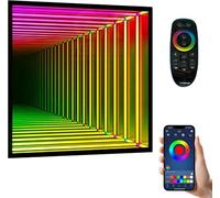 LED Infinity Mirror Tunnel Lamp - 3D Mirror Light with Remote, Multi Color Changing RGB Lights for Home Party and Bar Decor