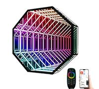 LED Infinity Mirror Tunnel Light, Wall Sensory Multicolor Light, 358 Lighting Settings, Easy to Use, Ideal for Wedding, Christmas Party Room Decor, 50CM Octagon