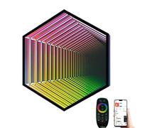 LED Infinity Mirror Tunnel Light, Wall Sensory Multicolor Light, 358 Lighting Settings, Easy to Use, Ideal for Wedding, Christmas Party Room Decor, 50CM Octagon