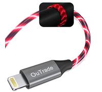 LED iPhone Charger Cord Light Up Lightning Cable | MFi Certified Apple Charger | Cool USB Fast Charging for iPhone 12 11 Pro Max XR X SE 8 Plus, iPad iPod and More (Red, 6ft)