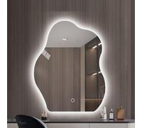 Led Irregular Bathroom Mirror for Wall, Makeup Vanity Mirror with Smart Touch Control, Dimming & 3 Colors, Unique Shape Wall Mounted Vanity Artistic Cloud Mirror Makeup Mirror Wall Mirror(40 (Thr