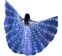 LED Isis Wings Belly Dance Wings Colorful LED Butterfly Wings with 2 Light Mode & Telescopic Sticks Glowing Light Up Costume Performance Clothing for Carnival Stage Cosplay (White Light, Children)