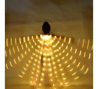 LED Isis Wings, Belly Dance Wings, Colorful LED Butterfly Wings with Telescopic Sticks, Luminous Performance Costume Clothes for Carnival, Stage, Christmas (Yellow Light (Child))