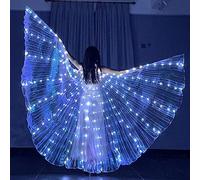 LED Isis Wings, Belly Dance Wings, Colorful LED Butterfly Wings with Telescopic Sticks, Luminous Performance Costume Clothes for Carnival, Stage, Christmas (White Light (Adult))
