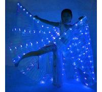 LED Isis Wings ,Belly Dance Wings Glow Angel LED Butterfly Wings with Telescopic Sticks Glowing Light Up Performance Clothing for Carnival Stage Halloween Christmas Party (Children, Blue light)