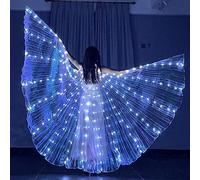 LED Isis Wings ,Belly Dance Wings Glow Angel LED Butterfly Wings with Telescopic Sticks Glowing Light Up Performance Clothing for Carnival Stage Halloween Christmas Party (Adult, White light)