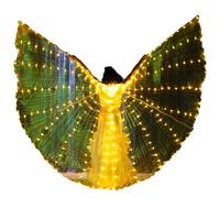 LED Isis Wings,Belly Dance Wings LED Butterfly Wings with Telescopic Sticks Colorful Light Butterfly Wings,Glowing Costume Performance Clothing for Carnival Stage Party (Yellow, Adult)