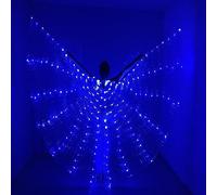 LED Isis Wings with Telescopic Sticks, Light Up LED Butterfly Wings Cape Kids Adults Belly Dance Costumes for Stage Show Carnival Festival Halloween Christams Party (Adults, Blue)
