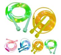 LED Jump Rope - 3 Light Modes, Adjustable Glowing LED Skipping Rope, Colorful Jump Rope for Kids Ropes with Plastic Handles, Adjustable Length & Non-Slip (Yellow+Green)