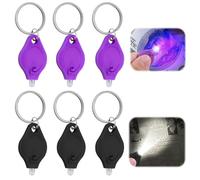 LED Keychain Flashlight, 3Pcs White Light and 3Pcs UV Light Mini Torches Portable Battery Powered Key Ring Torch Banknote Fake Money Detector Flashlight for Paper Notes Checking Emergency Lighting