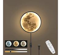 LED Kids Wall Light Dimmable Plug-in Modern Lamp With Remote Control - 3D Moon Sconce for Bedroom, Hallway, Stairs - Indoor Mounted Decorative Lighting
