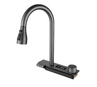 LED Kitchen Faucet with Pull-Down Sprayer - Modern Goose Neck Mixer Tap, Digital Display, Spout, Easy Installation, Stylish & Functional for Kitchen Sink