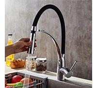 Led Kitchen Faucets with Rubber Design Chrome∕Gold Mixer Faucet with Aerator for Kitchen Single Handle Pull Down Deck Mounted Crane Universal Flexibility,Chrome