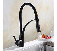 Led Kitchen Faucets with Rubber Design Chrome∕Gold Mixer Faucet with Aerator for Kitchen Single Handle Pull Down Deck Mounted Crane Universal Flexibility,Black