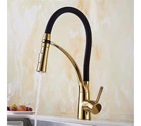 Led Kitchen Faucets with Rubber Design Chrome∕Gold Mixer Faucet with Aerator for Kitchen Single Handle Pull Down Deck Mounted Crane Universal Flexibility,Gold