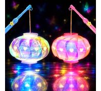 LED Lantern Craft Set, Portable Multicoloured Lantern with Rod LED | St Martin Lantern, DIY Homemade Lantern, Martin's Lantern with Lantern Stick, for Martin's Parade Christmas Halloween