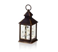 LED Lantern With String Lights Flakes Rustic Copper Lantern Warm White LEDs 24cm