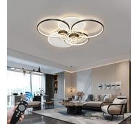 Led Large 110W Living Room Lamp Black Ring with Remote Control Ceiling Light Bedroom Acrylic Lampshade Kitchen Office 's Room Lighting, Black, b Styles