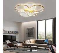 Led Large 110W Living Room Lamp Black Ring with Remote Control Ceiling Light Bedroom Acrylic Lampshade Kitchen Office 's Room Lighting, Gold, b Styles