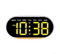 LED large screen multifunctional clock with temperature display, adjustable brightness ambient light, day of the week indicator, and alarm clock including date function (Yellow light)